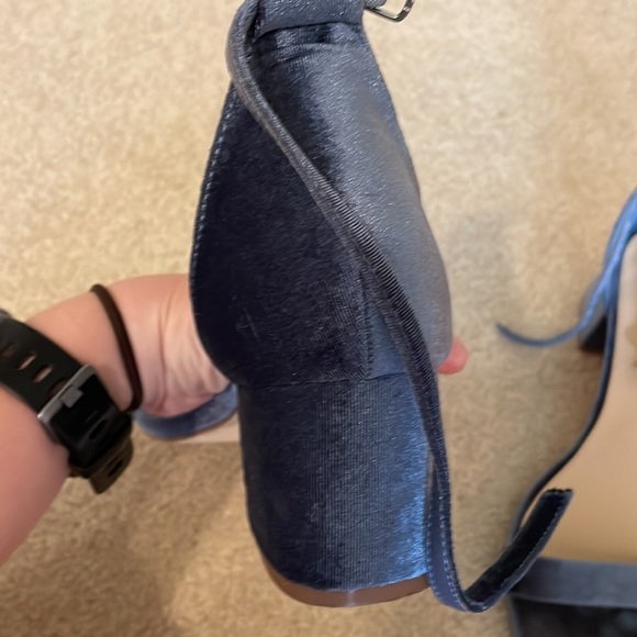 Blue Velvet Heeled Sandals - Picture 3 of 4